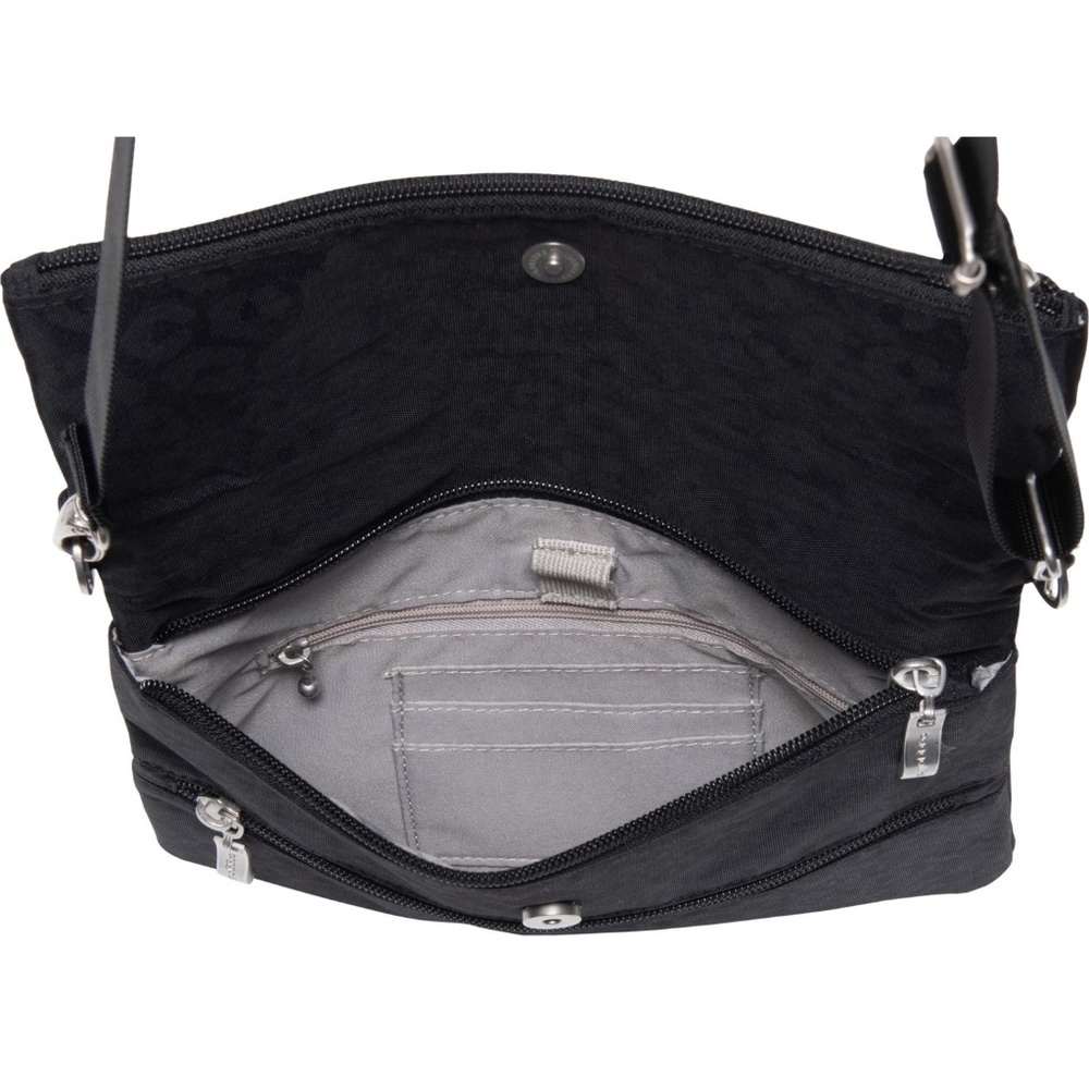 Baggallini Flip Zip Crossbody Bag, Black Cheetah Embossed, NWT - Picture 4 of 6